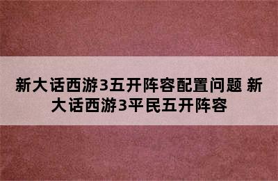 新大话西游3五开阵容配置问题 新大话西游3平民五开阵容